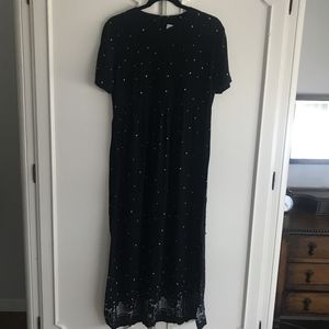 Long Black Star Printed Maxi Dress